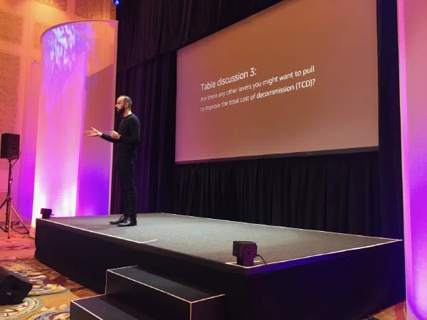 Mario Thomas presenting at AWS re:Invent Executive Summit in Las Vegas