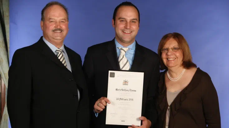 Helen, Anthony, and Mario Thomas at the IoD Chartered Director presentation evening.