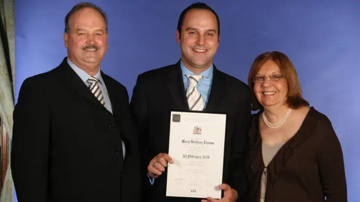 Helen, Anthony, and Mario Thomas at the IoD Chartered Director presentation evening.