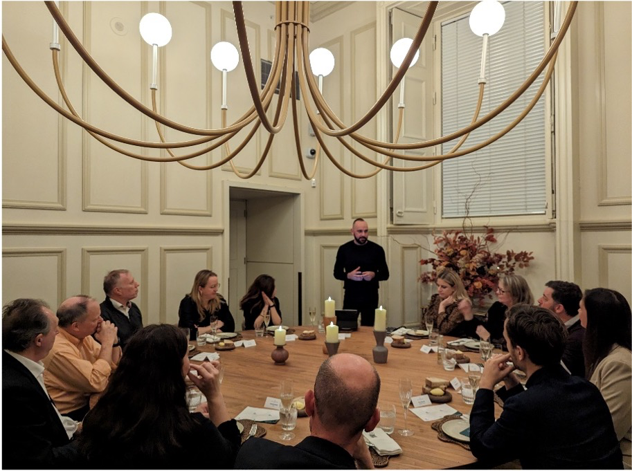 Mario Thomas speaking to the Chief Wine Office event at the National Portrait Gallery, London