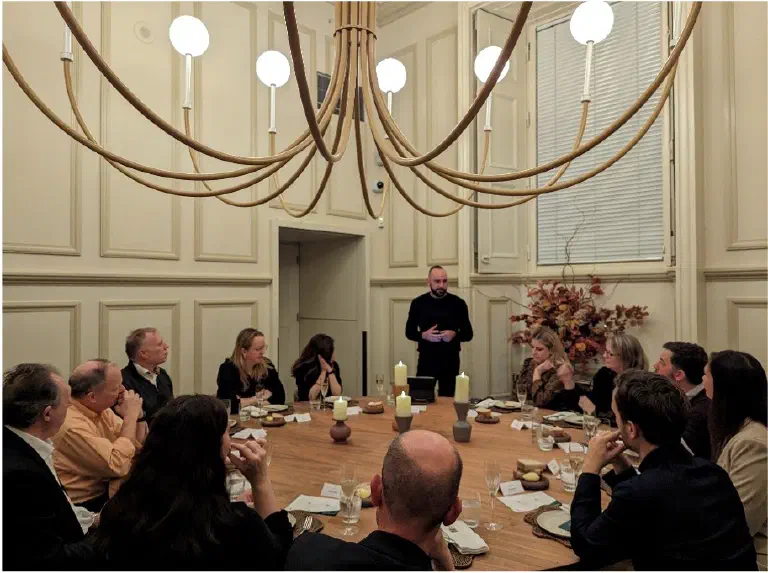 Mario Thomas speaking to the Chief Wine Office event at the National Portrait Gallery, London