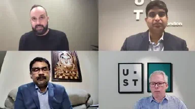 The four panellists of the UST Smart Ops virtual panel on screen, Mario Thomas top left